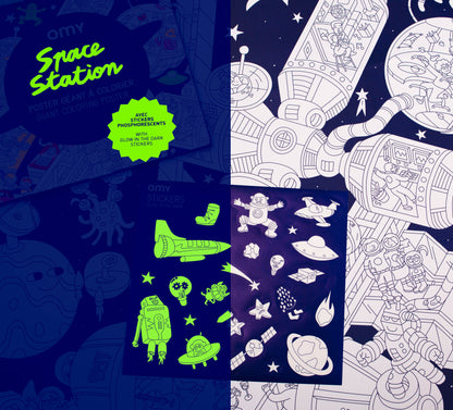 Space Station Glow - Póster gigante con stickers